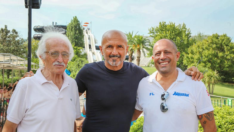 Luciano Spalletti in vacanza all'Aquafan